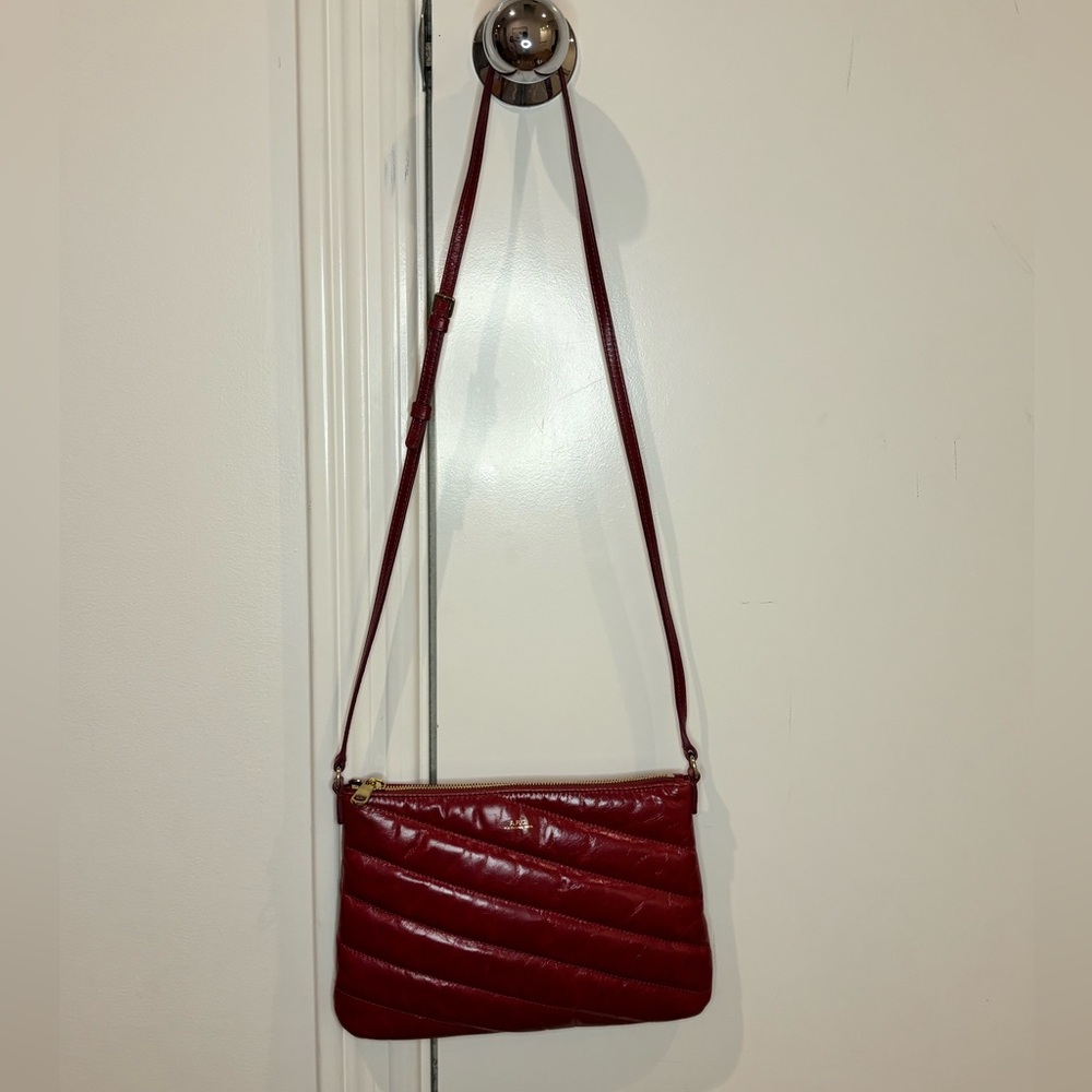 A.P.C. Elegant Red Leather Quilted Shoulder Bag